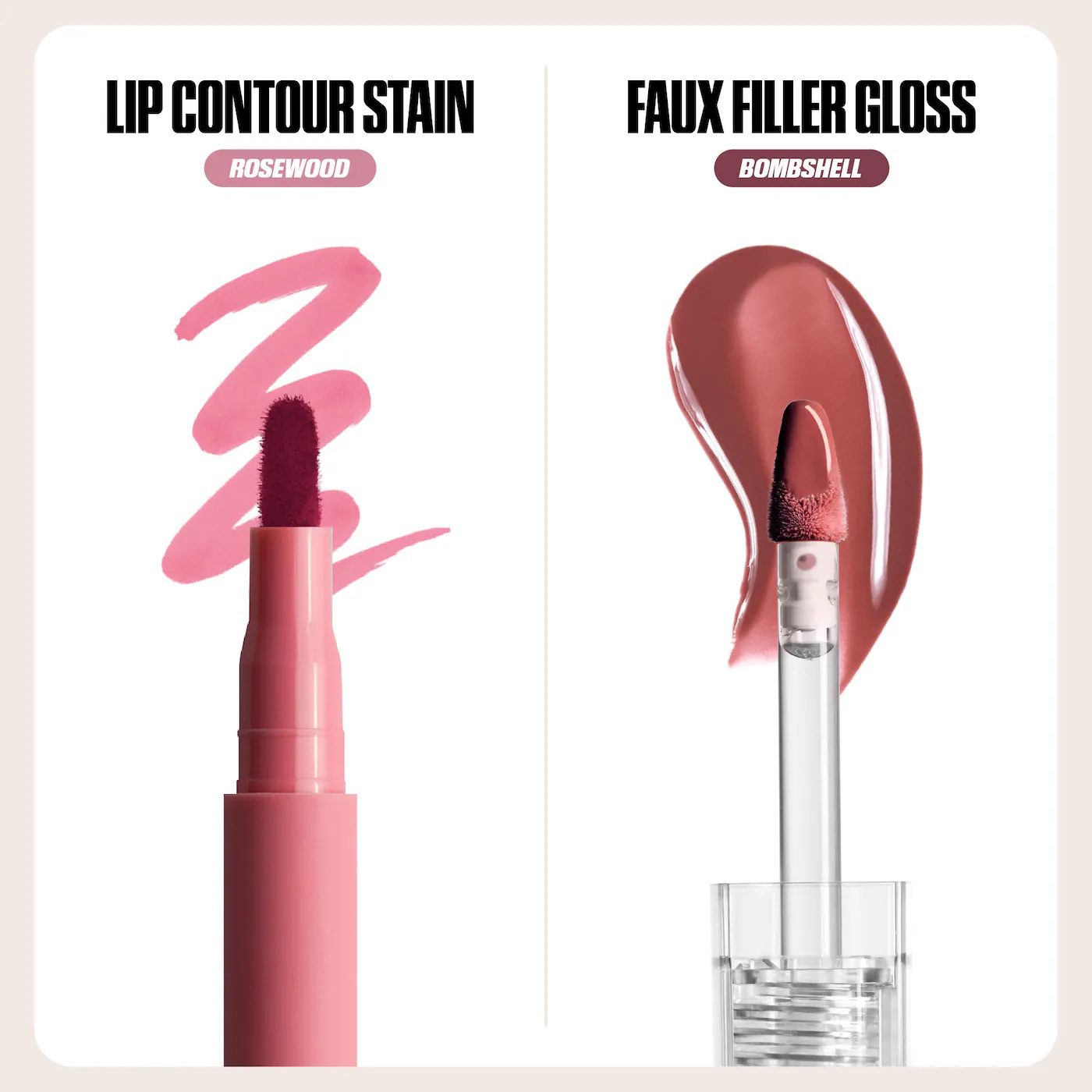 Huda Beauty Make Out Sesh Lip Stain and Lip Gloss Duo-Rosy Nude - Image 3